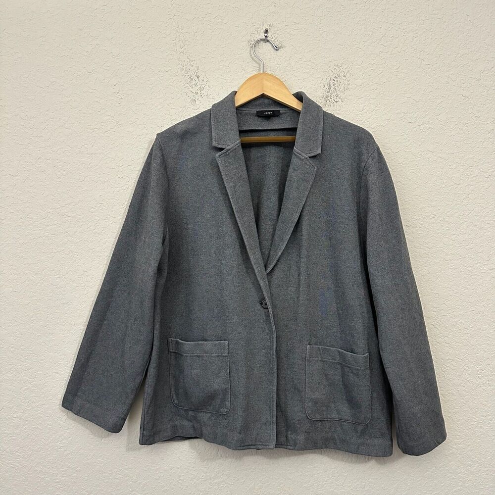 J. CREW W's Knit Ponte Blazer One-Button w Patch Pocket in Gray